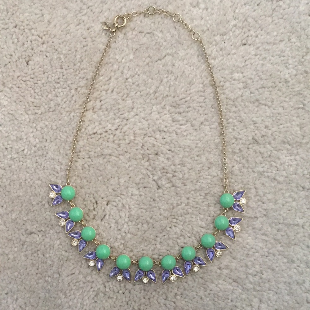 J. Crew Teal and Purple Statement Necklace